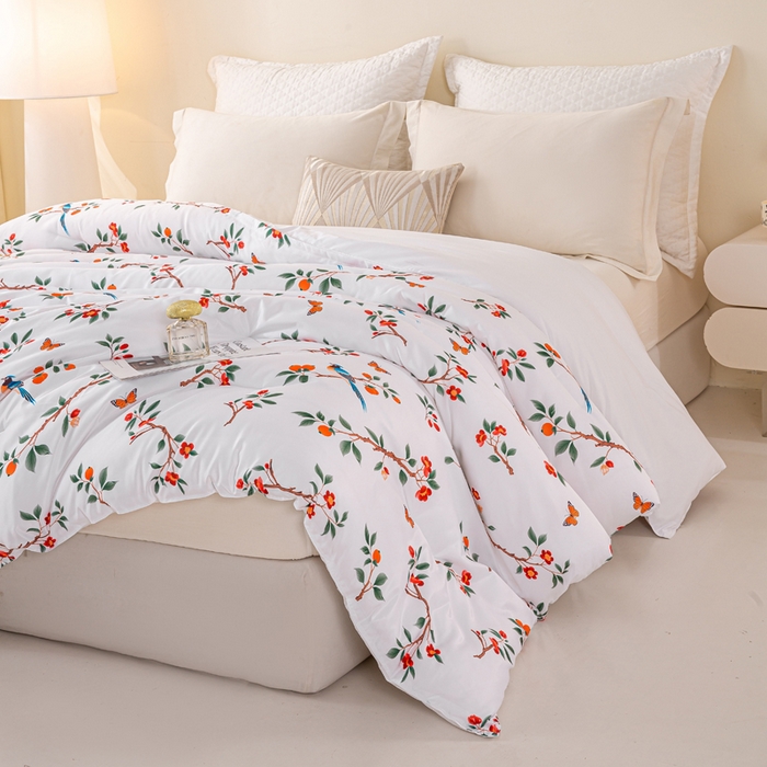 91家纺网 家纺一手货源 找家纺 好老表被业 2025新款印花云朵棉冬被四季被被子被芯 雀语硕果