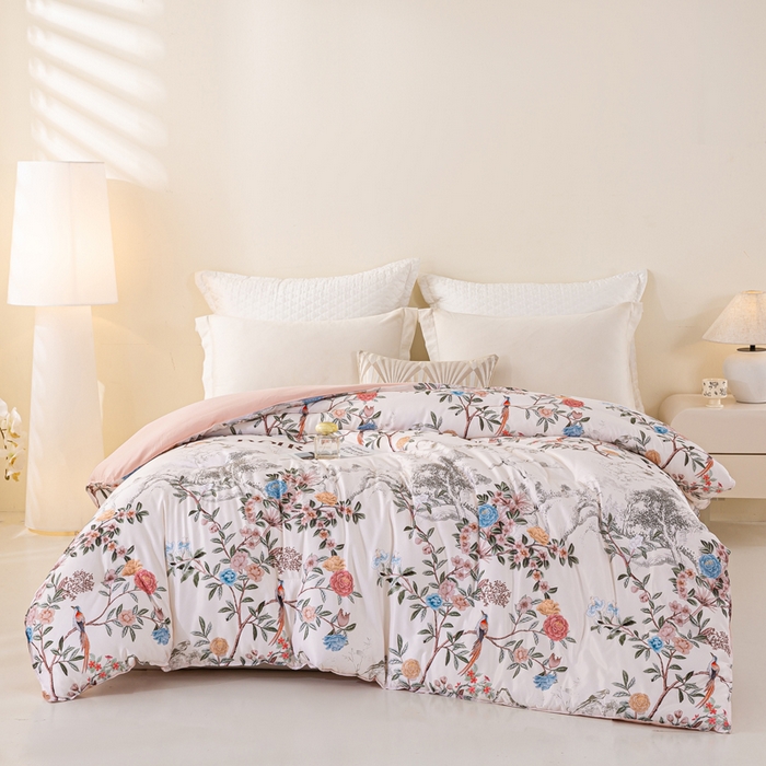 91家纺网 家纺一手货源 找家纺 好老表被业 2025新款印花云朵棉冬被四季被被子被芯 枝漾花庭