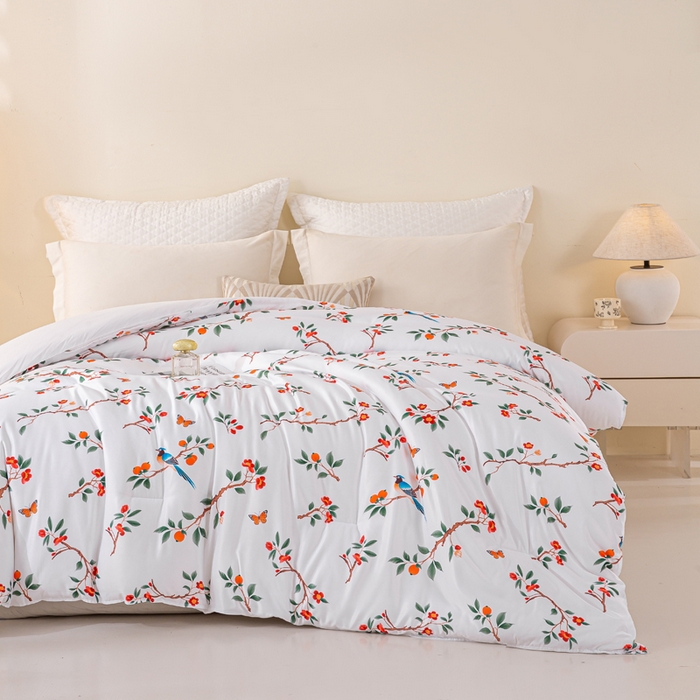 91家纺网 家纺一手货源 找家纺 好老表被业 2025新款印花云朵棉冬被四季被被子被芯 雀语硕果