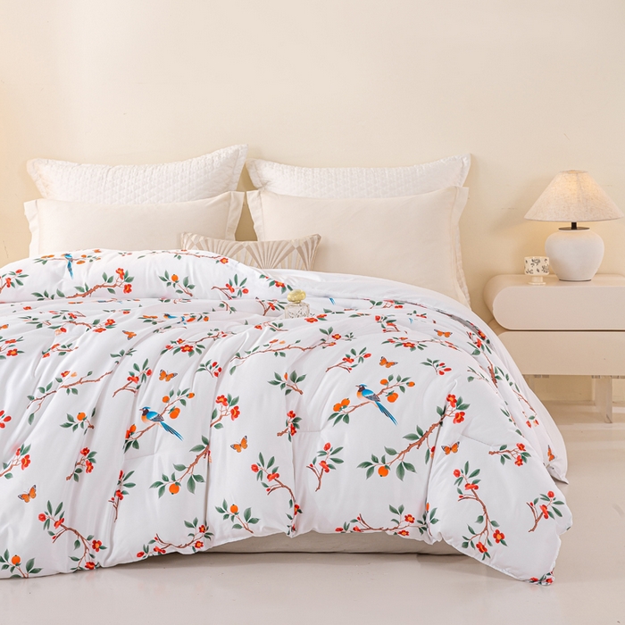 91家纺网 家纺一手货源 找家纺 好老表被业 2025新款印花云朵棉冬被四季被被子被芯 雀语硕果