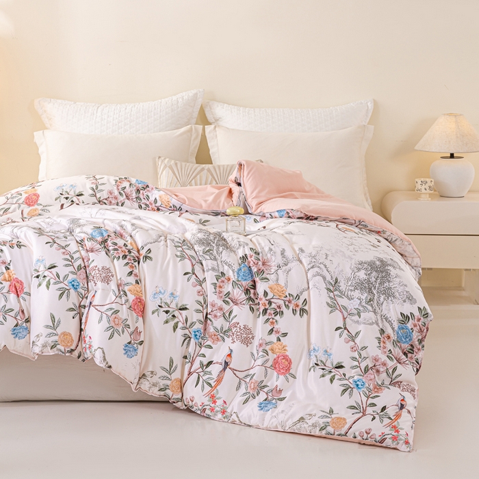 91家纺网 家纺一手货源 找家纺 好老表被业 2025新款印花云朵棉冬被四季被被子被芯 枝漾花庭