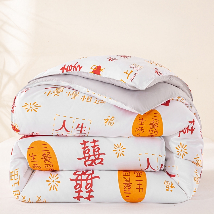 91家纺网 家纺一手货源 找家纺 好老表被业 2025新款印花云朵棉冬被四季被被子被芯 吉语满铺