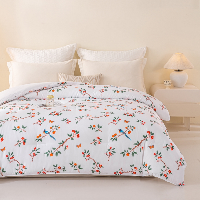 91家纺网 家纺一手货源 找家纺 好老表被业 2025新款印花云朵棉冬被四季被被子被芯 雀语硕果