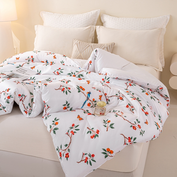 91家纺网 家纺一手货源 找家纺 好老表被业 2025新款印花云朵棉冬被四季被被子被芯 雀语硕果
