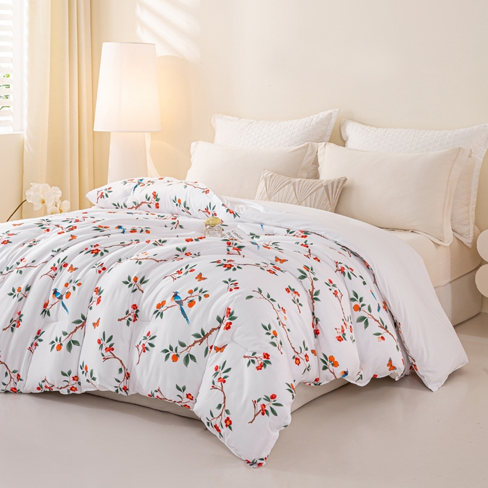91家纺网 家纺一手货源 找家纺 好老表被业 2025新款印花云朵棉冬被四季被被子被芯 雀语硕果