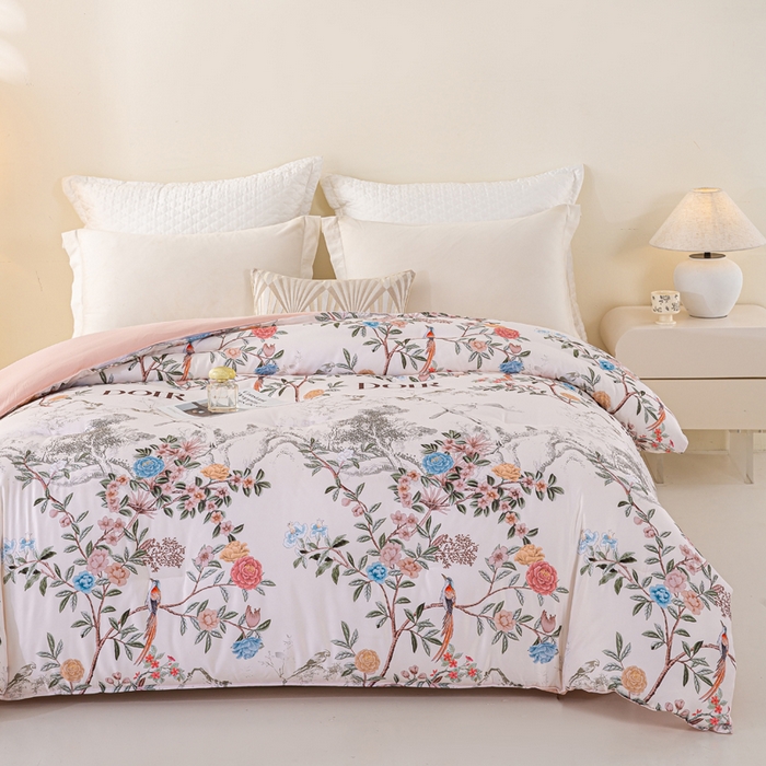 91家纺网 家纺一手货源 找家纺 好老表被业 2025新款印花云朵棉冬被四季被被子被芯 枝漾花庭