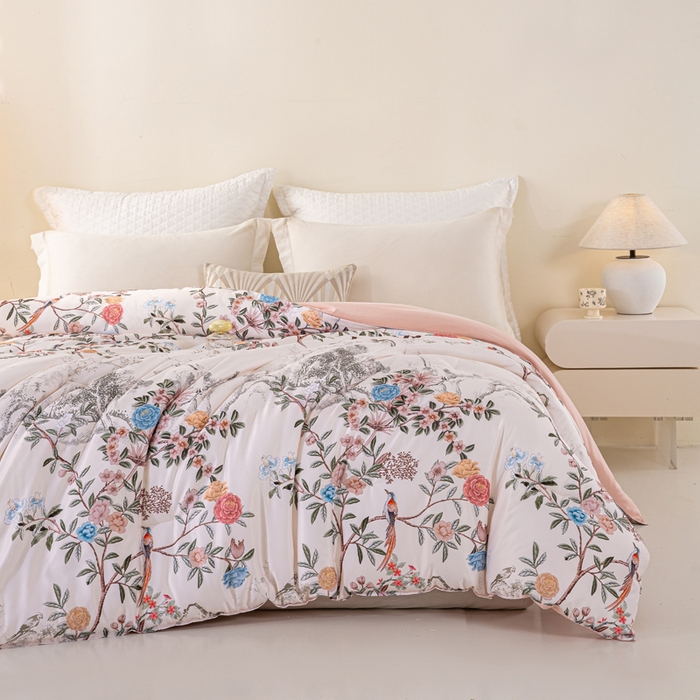 91家纺网 家纺一手货源 找家纺 好老表被业 2025新款印花云朵棉冬被四季被被子被芯 枝漾花庭