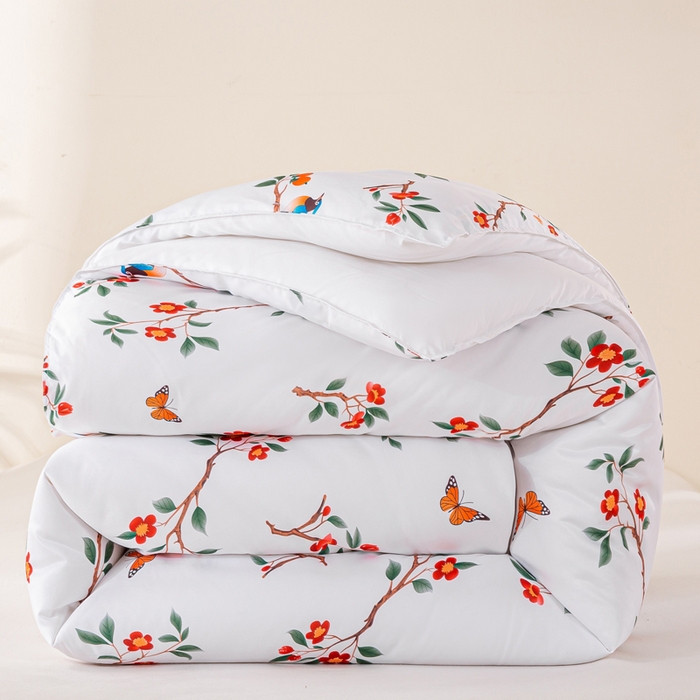 91家纺网 家纺一手货源 找家纺 好老表被业 2025新款印花云朵棉冬被四季被被子被芯 雀语硕果