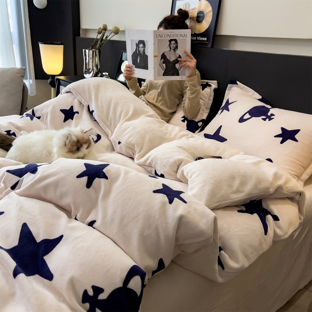 91家纺网 家纺一手货源 找家纺 （总）五月家纺 2025新款中古无印风A类230克牛奶绒四件套