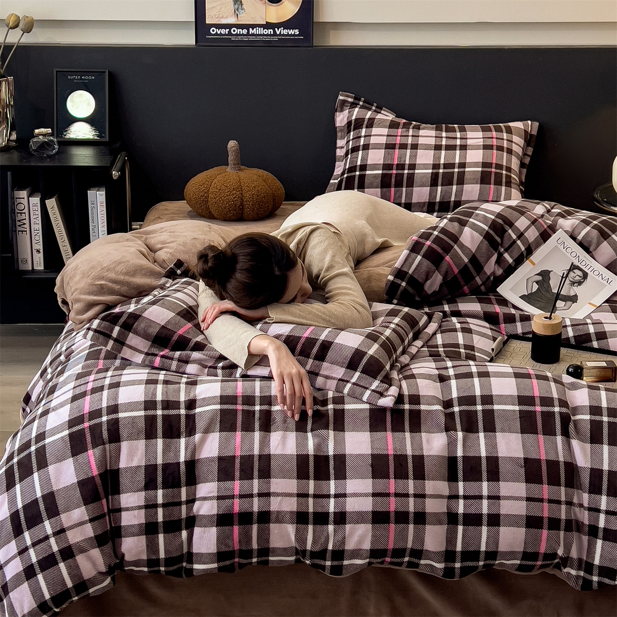 91家纺网 家纺一手货源 找家纺 （总）五月家纺 2025新款中古无印风A类230克牛奶绒四件套