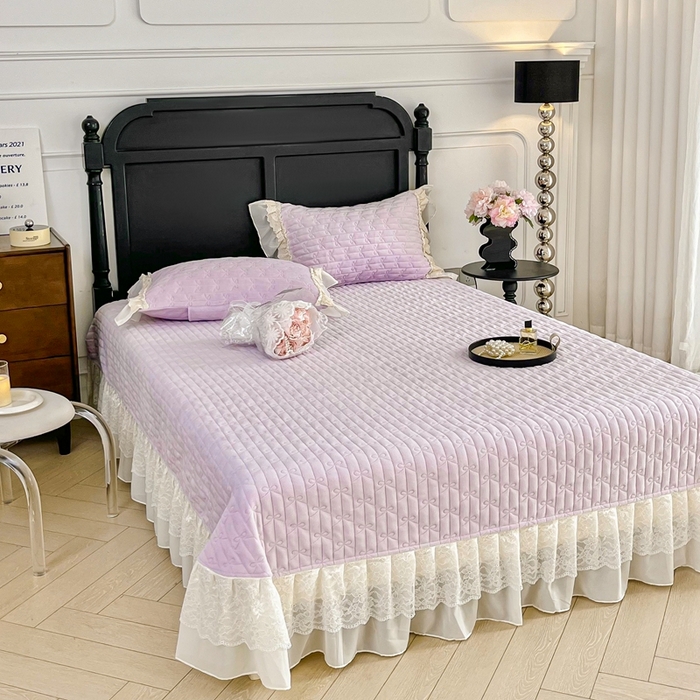 91家纺网 家纺一手货源 找家纺 胜权家纺 2025秋冬新款A类全消光高克重5D雕花牛奶绒夹棉床盖单品系列 奥威亚-紫