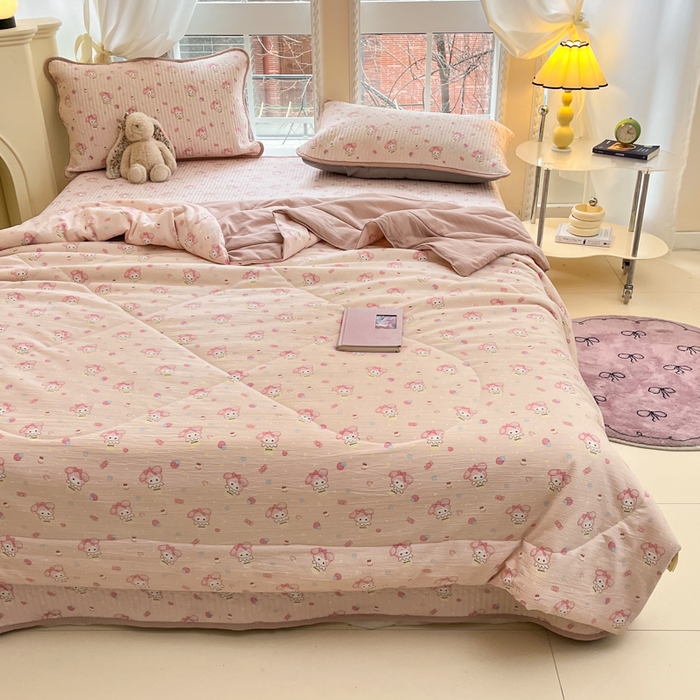 91家纺网 家纺一手货源 找家纺 （总）澜妃 2025春夏新款云感双层纱夏被夏凉被空调被四件套