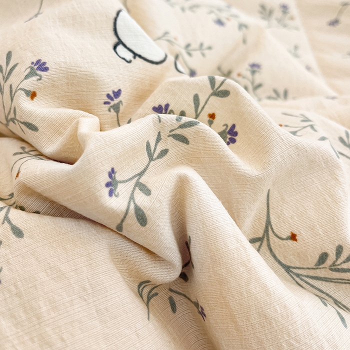 91家纺网 家纺一手货源 找家纺 澜妃 2025春夏新款云感双层纱夏被夏凉被空调被四件套 兔兔密语