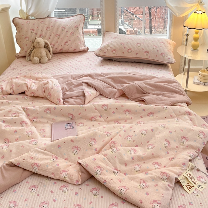 91家纺网 家纺一手货源 找家纺 （总）澜妃 2025春夏新款云感双层纱夏被夏凉被空调被四件套