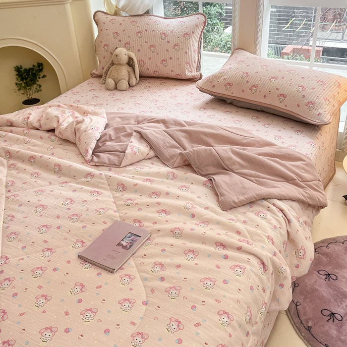 91家纺网 家纺一手货源 找家纺 （总）澜妃 2025春夏新款云感双层纱夏被夏凉被空调被四件套