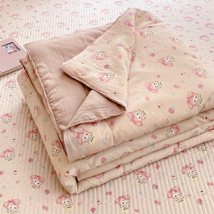 91家纺网 家纺一手货源 找家纺 （总）澜妃 2025春夏新款云感双层纱夏被夏凉被空调被四件套