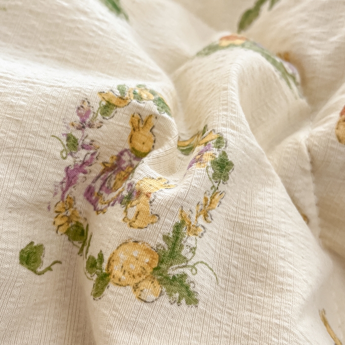 91家纺网 家纺一手货源 找家纺 澜妃 2025春夏新款云感双层纱夏被夏凉被空调被四件套 庄园兔