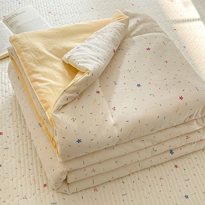 91家纺网 家纺一手货源 找家纺 （总）澜妃 2025春夏新款云感双层纱夏被夏凉被空调被四件套