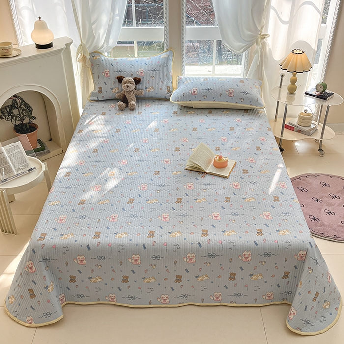 91家纺网 家纺一手货源 找家纺 澜妃 2025春夏新款云感双层纱夏被夏凉被空调被四件套 童话世界