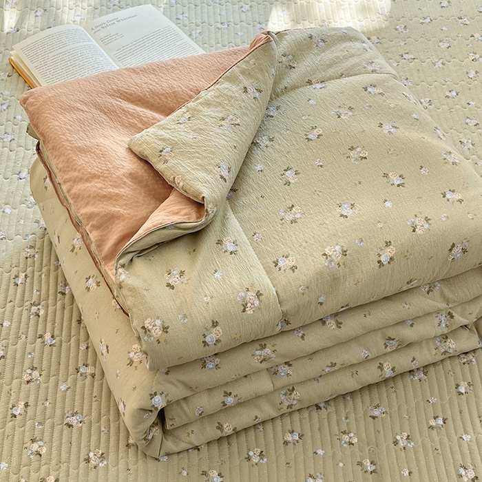 澜妃 2025春夏新款云感双层纱夏被夏凉被空调被四件套 茶野