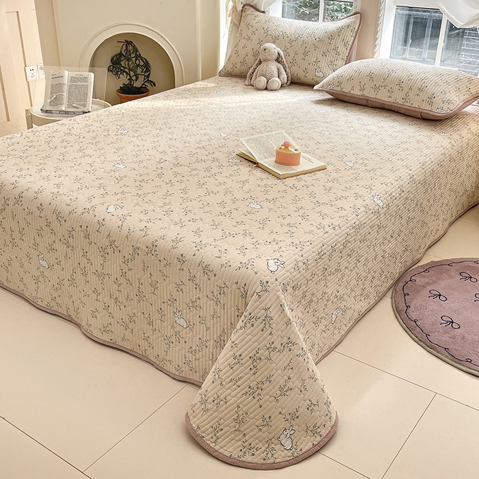 91家纺网 家纺一手货源 找家纺 澜妃 2025春夏新款云感双层纱夏被夏凉被空调被四件套 兔兔密语