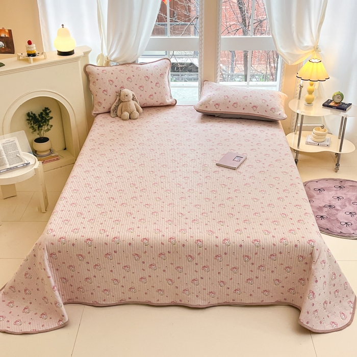 91家纺网 家纺一手货源 找家纺 澜妃 2025春夏新款云感双层纱夏被夏凉被空调被四件套 甜心兔