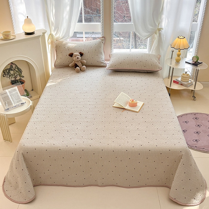 91家纺网 家纺一手货源 找家纺 澜妃 2025春夏新款云感双层纱夏被夏凉被空调被四件套 爱你