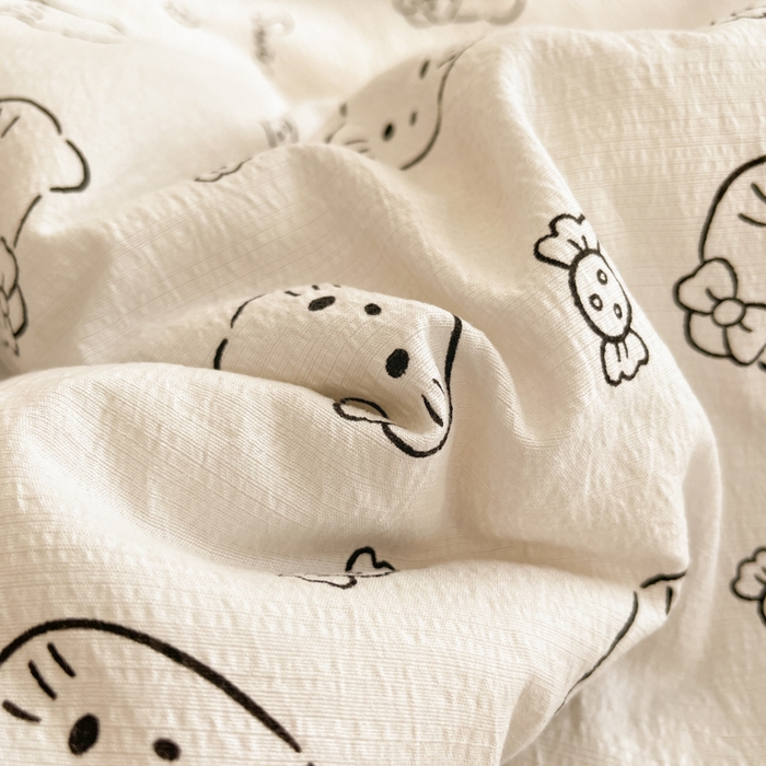 91家纺网 家纺一手货源 找家纺 澜妃 2025春夏新款云感双层纱夏被夏凉被空调被四件套 猫咪