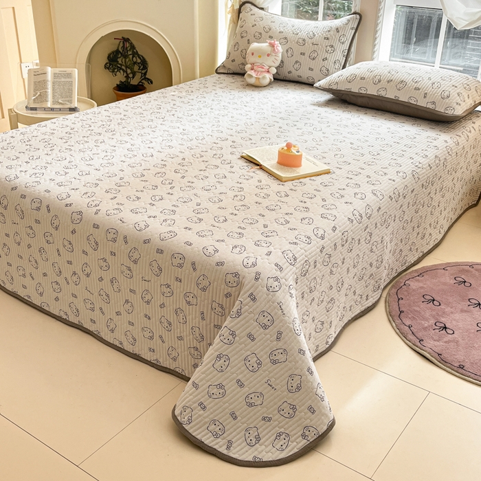 91家纺网 家纺一手货源 找家纺 澜妃 2025春夏新款云感双层纱夏被夏凉被空调被四件套 猫咪