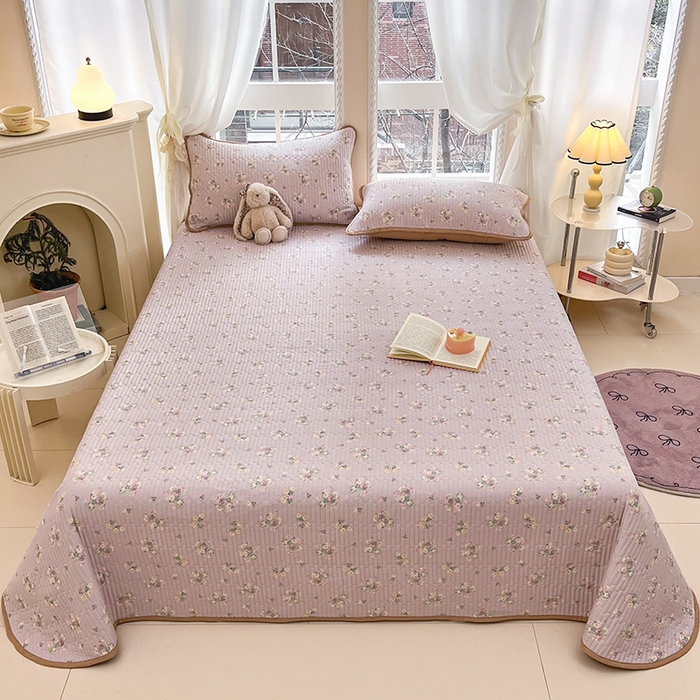 91家纺网 家纺一手货源 找家纺 澜妃 2025春夏新款云感双层纱夏被夏凉被空调被四件套 初暖