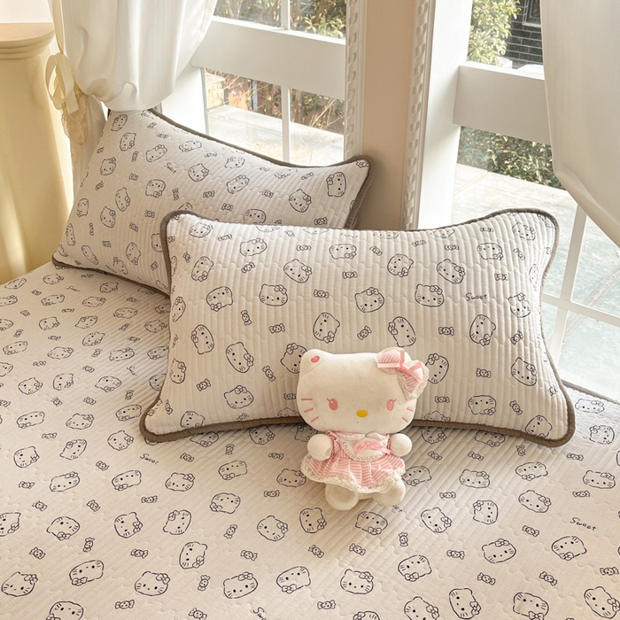 91家纺网 家纺一手货源 找家纺 澜妃 2025春夏新款云感双层纱夏被夏凉被空调被四件套 猫咪