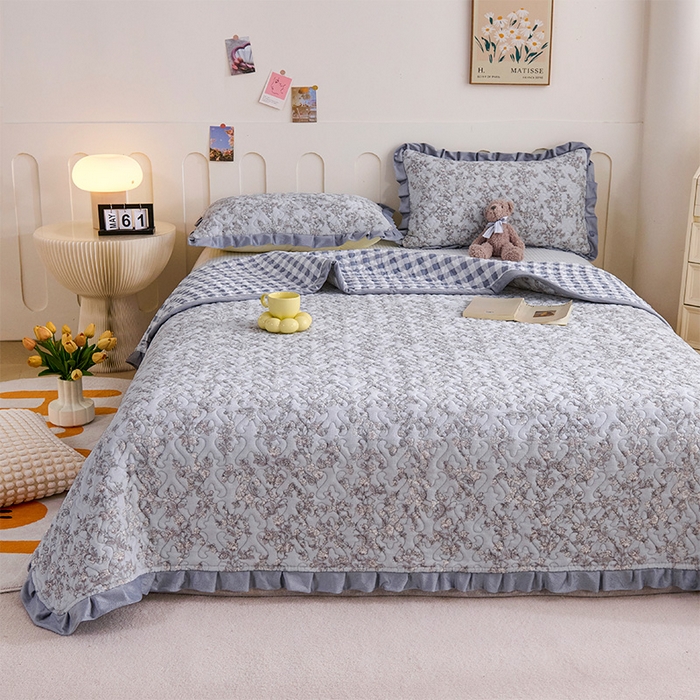 （总）源舍家纺 2025新款牛奶绒夹棉床盖毯花边床单款
