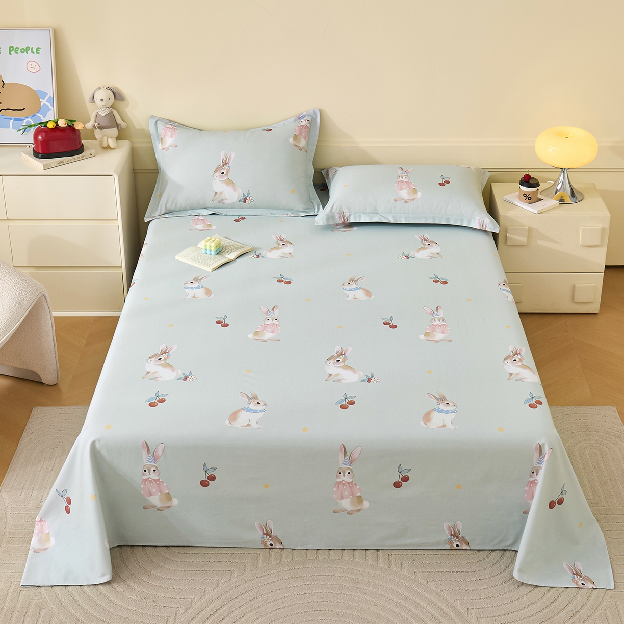 91家纺网 家纺一手货源 找家纺 元元家居（元元被业） 2025秋冬新款全棉纯棉磨毛印花单床单 小萌免