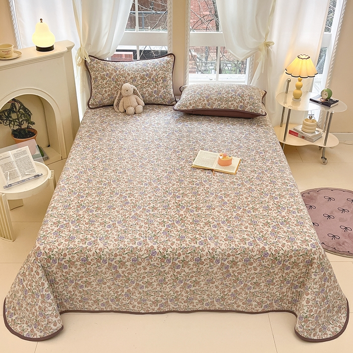 91家纺网 家纺一手货源 找家纺 澜妃 2025春夏新款云感双层纱夏被夏凉被空调被四件套 满园春紫