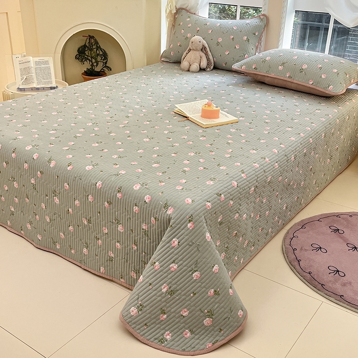 91家纺网 家纺一手货源 找家纺 澜妃 2025春夏新款云感双层纱夏被夏凉被空调被四件套 花满春