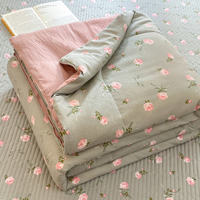 澜妃 2025春夏新款云感双层纱夏被夏凉被空调被四件套 花满春