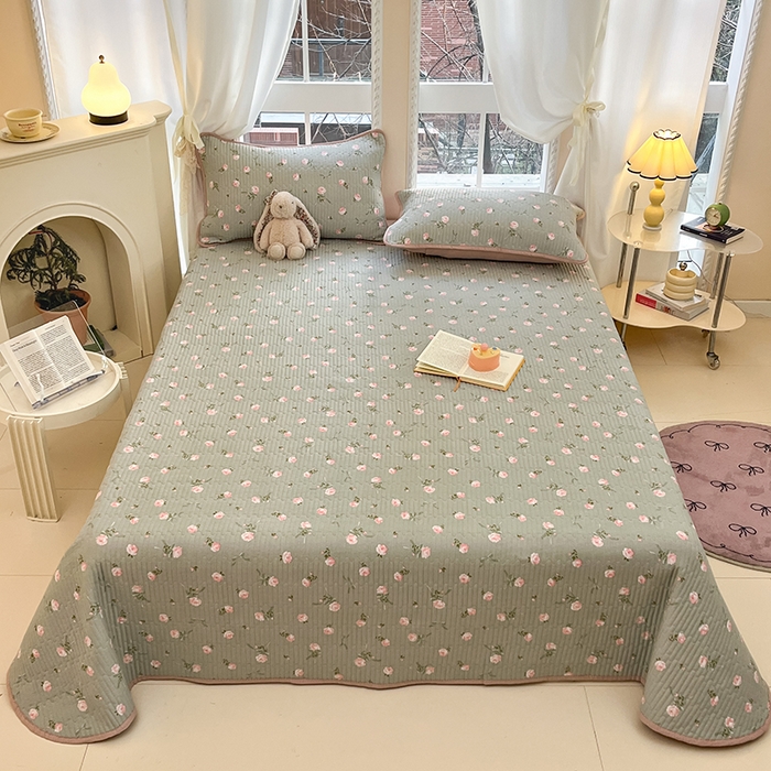 91家纺网 家纺一手货源 找家纺 澜妃 2025春夏新款云感双层纱夏被夏凉被空调被四件套 花满春