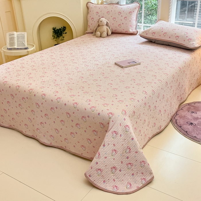 91家纺网 家纺一手货源 找家纺 澜妃 2025春夏新款云感双层纱夏被夏凉被空调被四件套 甜心兔