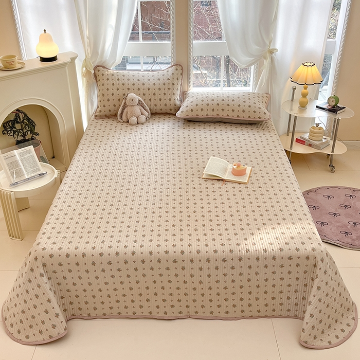 91家纺网 家纺一手货源 找家纺 澜妃 2025春夏新款云感双层纱夏被夏凉被空调被四件套 春芽