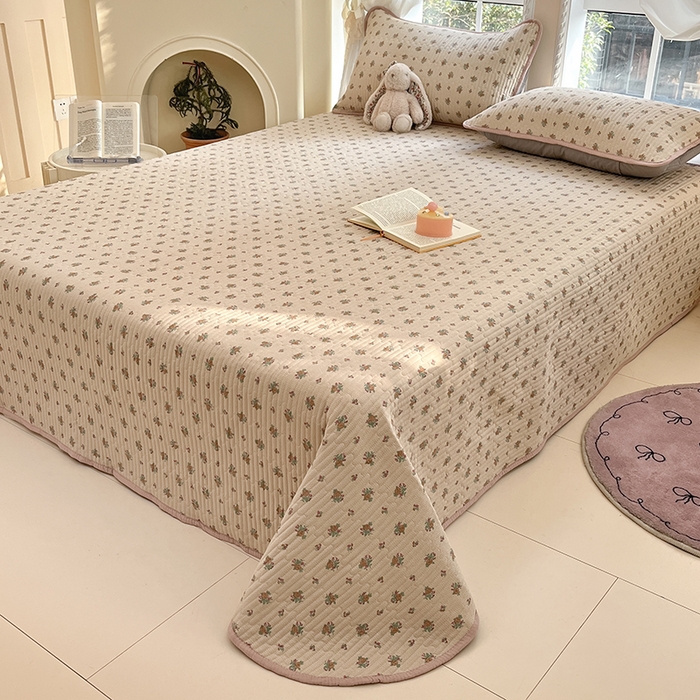 91家纺网 家纺一手货源 找家纺 澜妃 2025春夏新款云感双层纱夏被夏凉被空调被四件套 春芽