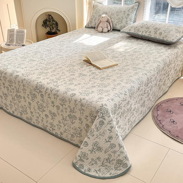 91家纺网 家纺一手货源 找家纺 澜妃 2025春夏新款云感双层纱夏被夏凉被空调被四件套 花开漫漫