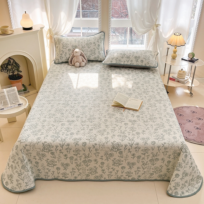 91家纺网 家纺一手货源 找家纺 澜妃 2025春夏新款云感双层纱夏被夏凉被空调被四件套 花开漫漫