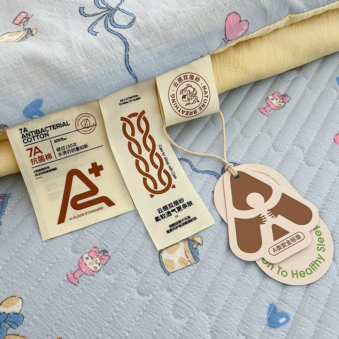 91家纺网 家纺一手货源 找家纺 澜妃 2025春夏新款云感双层纱夏被夏凉被空调被四件套 童话世界