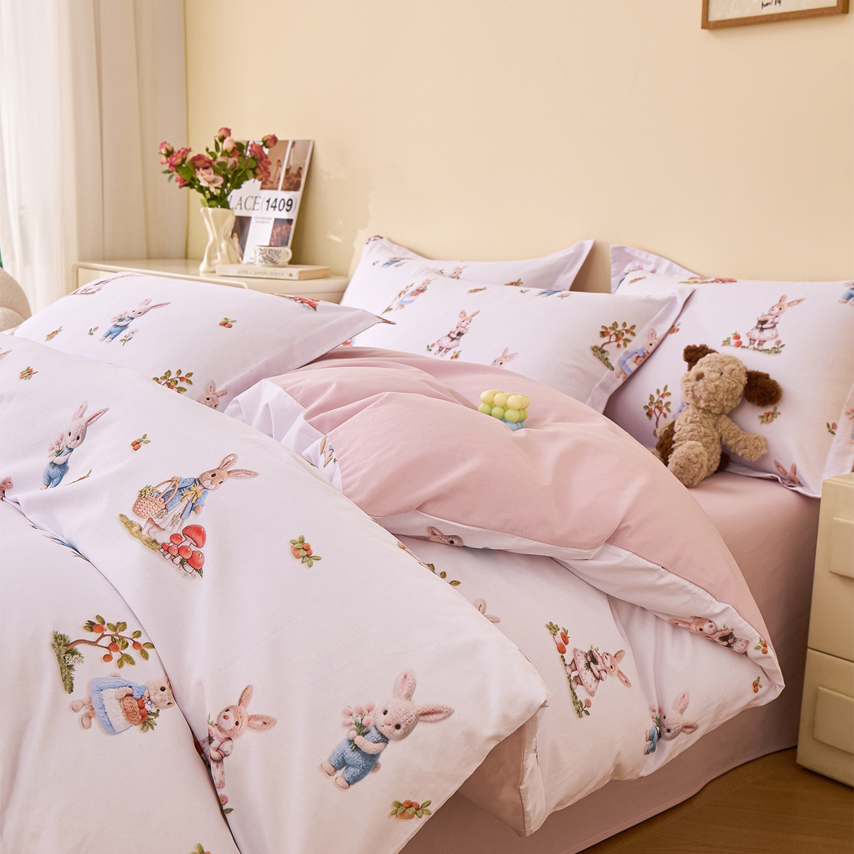 91家纺网 家纺一手货源 找家纺 元元家居（元元被业） 2025秋冬新款全棉纯棉磨毛印花四件套 彼得庄园