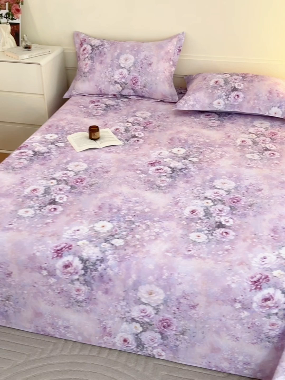 91家纺网 家纺一手货源 找家纺 元元家居（元元被业） 2025秋冬新款全棉纯棉磨毛印花单床单 爱诺紫