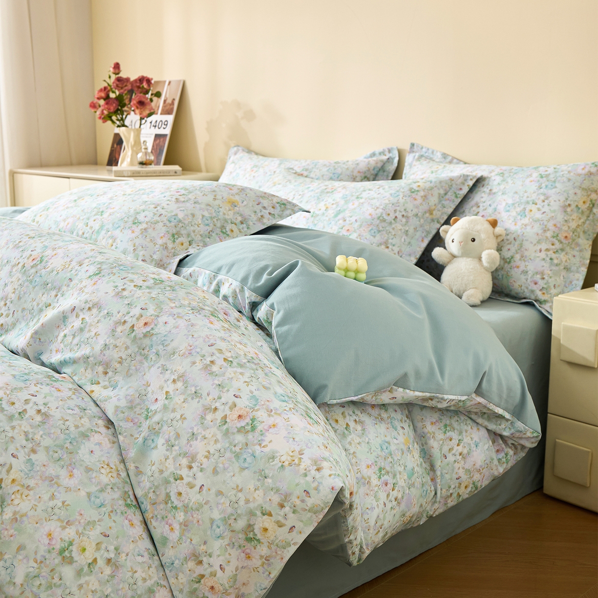 91家纺网 家纺一手货源 找家纺 元元家居（元元被业） 2025秋冬新款全棉纯棉磨毛印花四件套 锦云情深