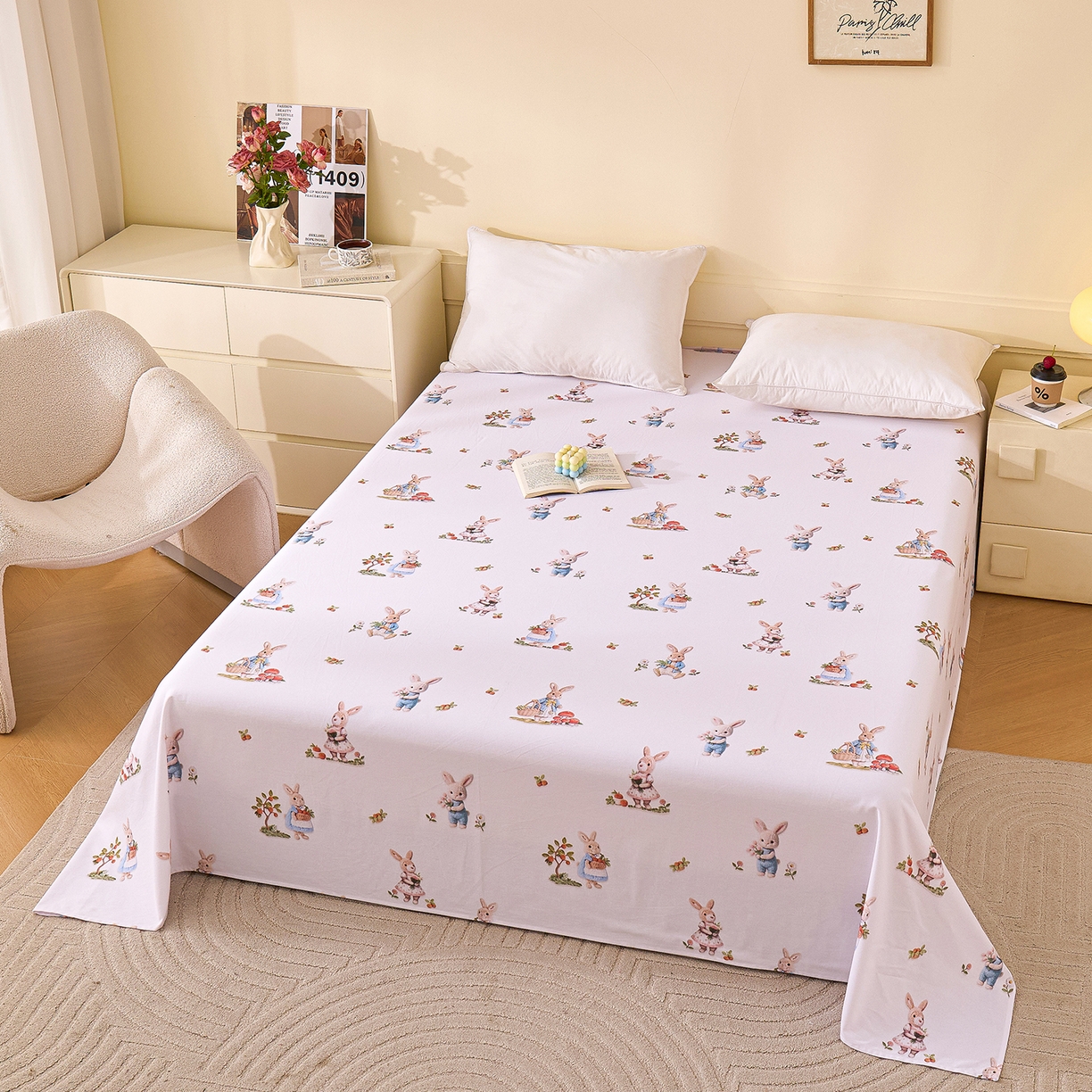 91家纺网 家纺一手货源 找家纺 元元家居（元元被业） 2025秋冬新款全棉纯棉磨毛印花单床单 彼得庄园