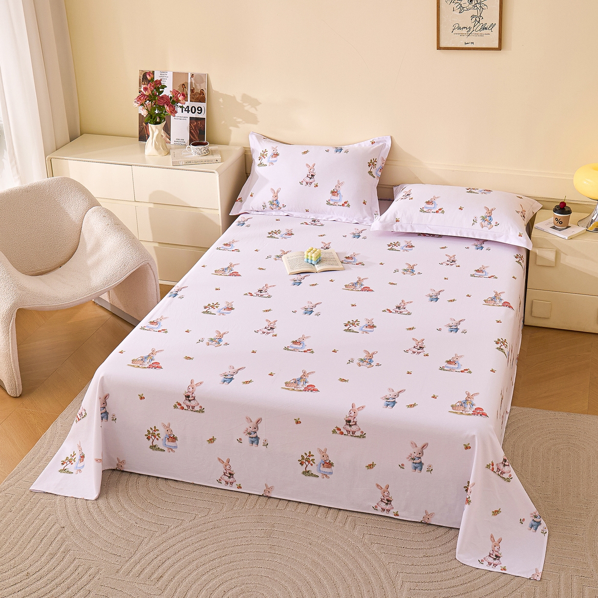 91家纺网 家纺一手货源 找家纺 元元家居（元元被业） 2025秋冬新款全棉纯棉磨毛印花单床单 彼得庄园