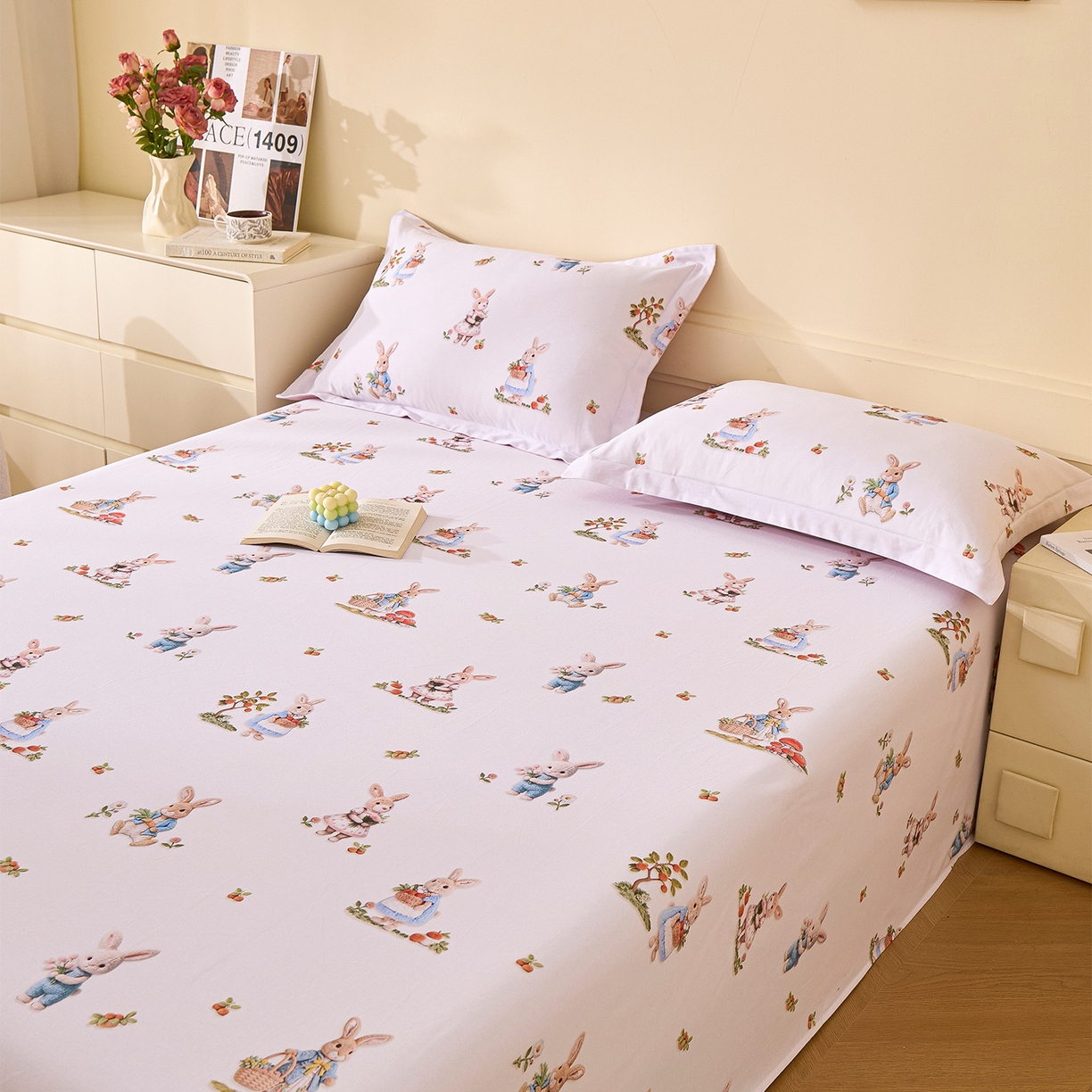 91家纺网 家纺一手货源 找家纺 元元家居（元元被业） 2025秋冬新款全棉纯棉磨毛印花单床单 彼得庄园