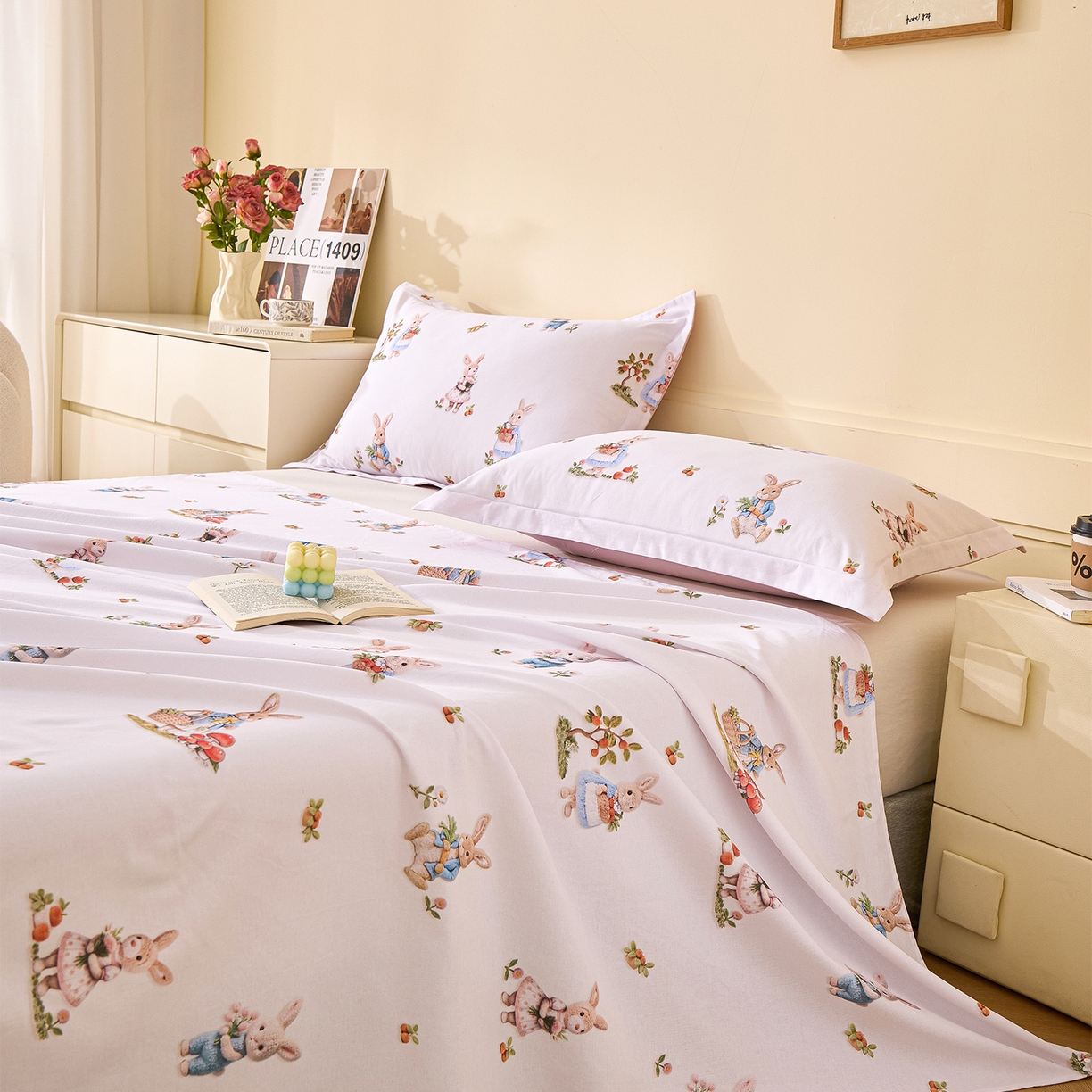 91家纺网 家纺一手货源 找家纺 元元家居（元元被业） 2025秋冬新款全棉纯棉磨毛印花单床单 彼得庄园